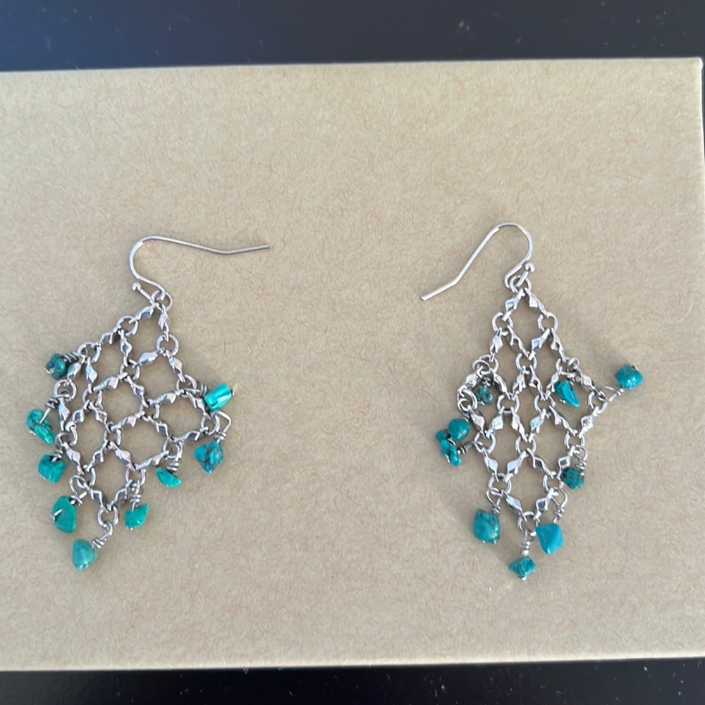 Silver and turquoise drop earrings